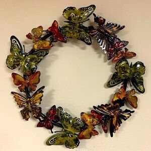 Butterfly Home Decor Wall Hanging Painted Metal Colorful Art Summer Beach Nature
